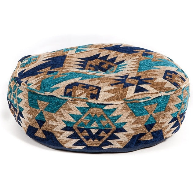 Oriental kilim design pouf blue 15 cm
