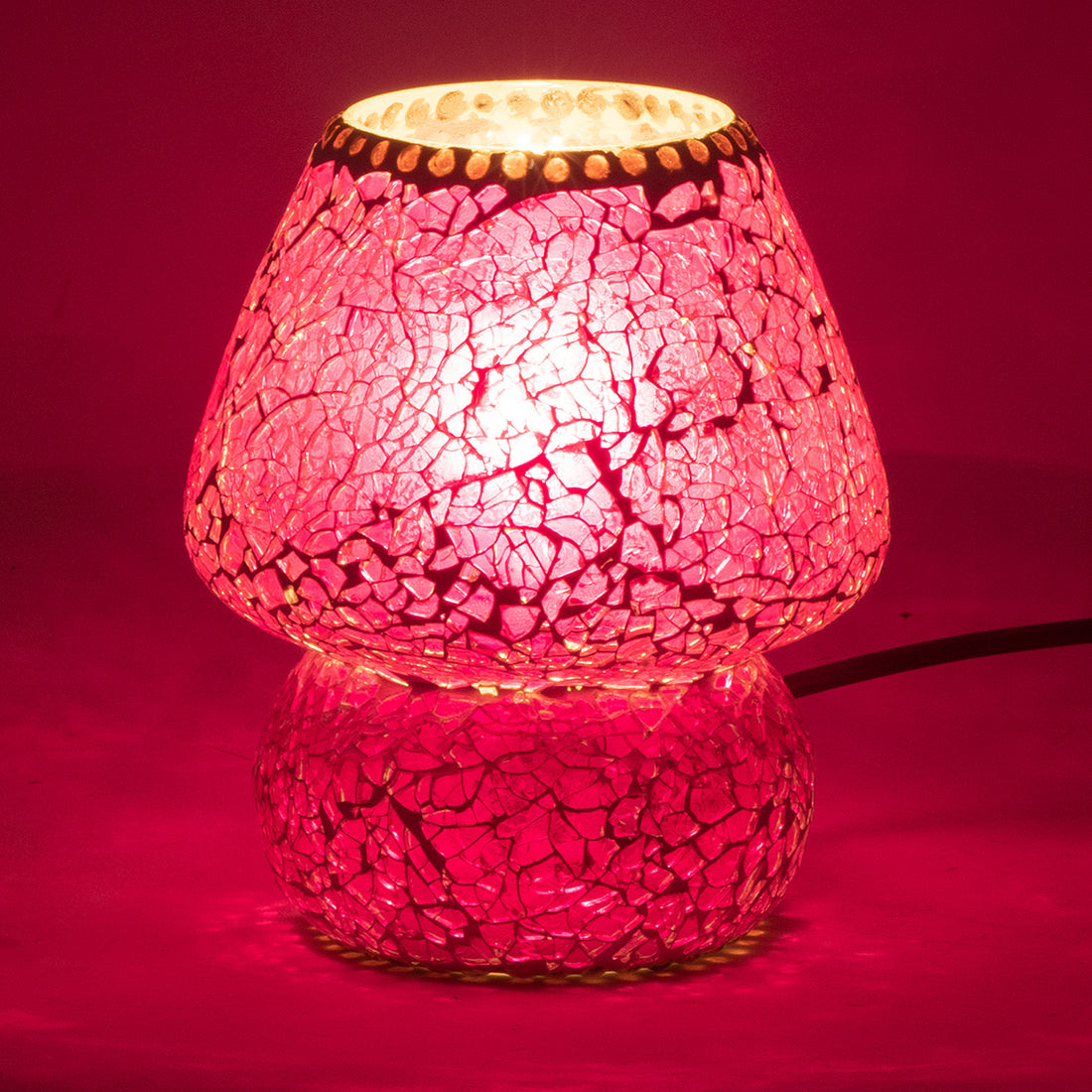 Oriental mosaic crackled glass table lamp - Violet