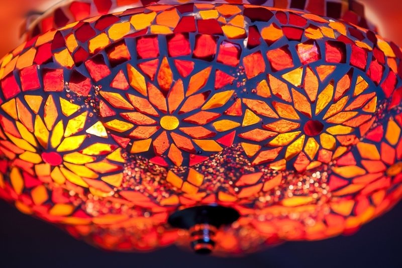 Plafonnier mosaïque oriental Perles Melon Ø 24 cm