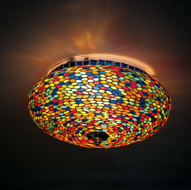 Oosterse mozaïek plafonnière multicolour – handgemaakt, voor vochtige ruimtes