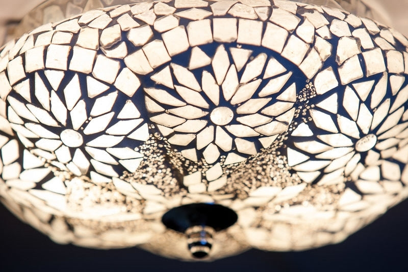 Plafonnier mosaïque orientale melon perles transparentes - Ø 25 cm