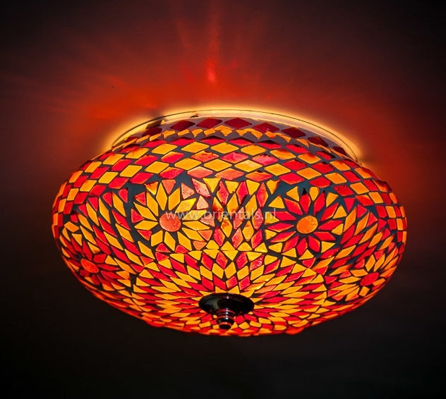 Orientalische Mosaik-Deckenleuchte rot-orange Ø 24 cm