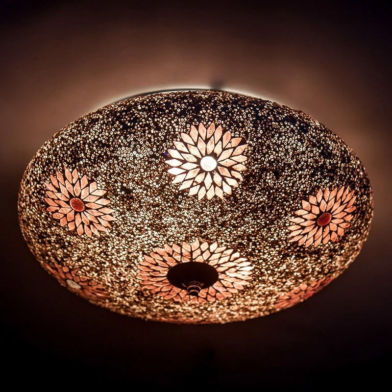 Plafonnier mosaïque orientale - diamètre 38 cm.