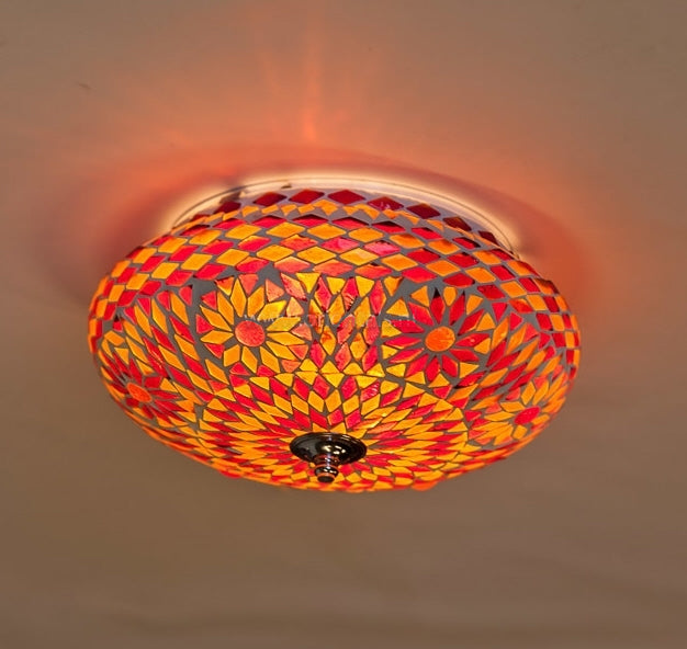 Orientalische Mosaik-Deckenleuchte rot-orange Ø 24 cm
