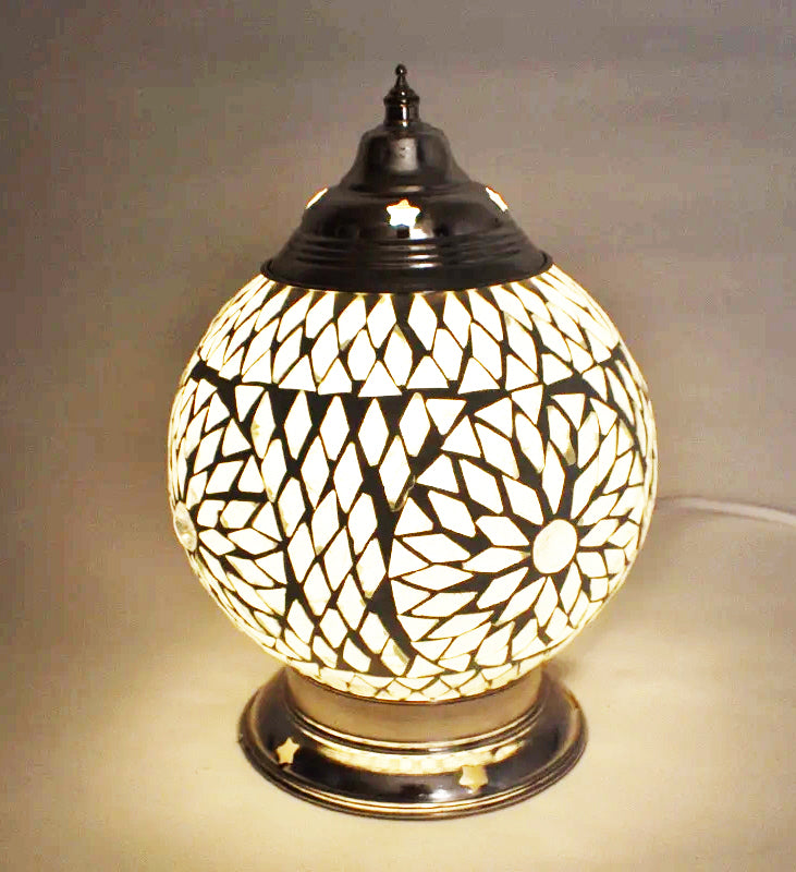 Oriental mosaic table lamp Ø15cm black and white