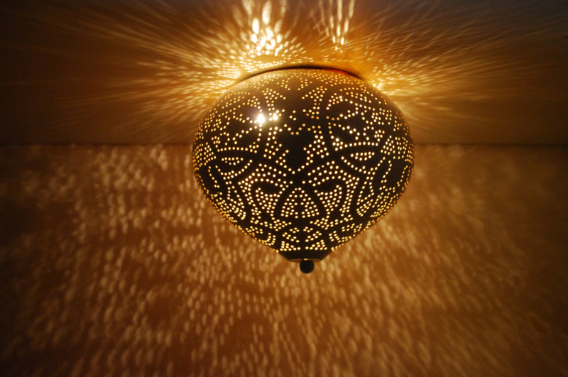 Oosterse plafondlamp filigrain onion – goudkleurig metaal, Ø 26 cm – foto 2