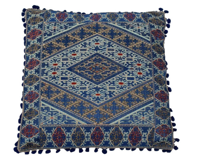 Quadratische orientalische Zierkissen bestickt blau 50x50