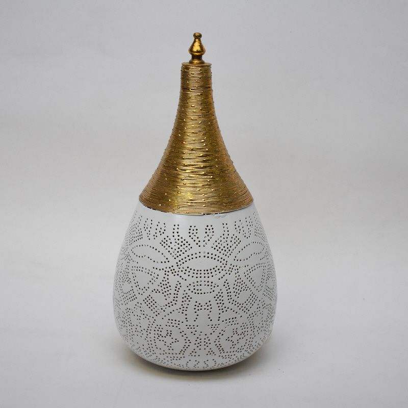Orientalische Hängeleuchte Filigran-Stil Draht weiß-gold