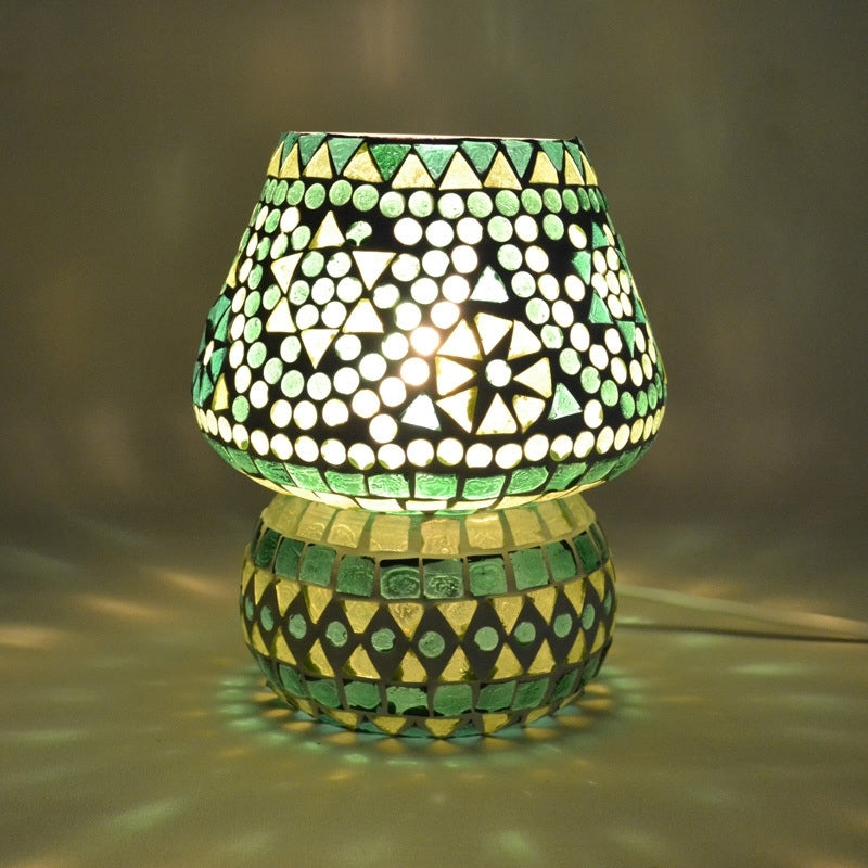 Orientalische Mosaik-Tischleuchte Pilz grün