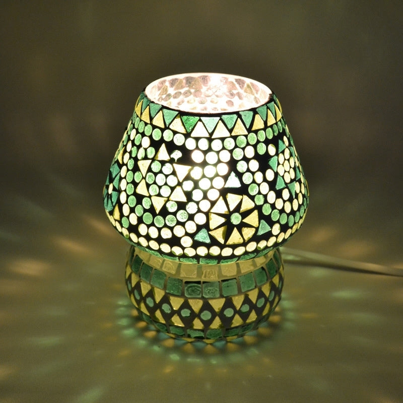 Orientalische Mosaik-Tischleuchte Pilz grün