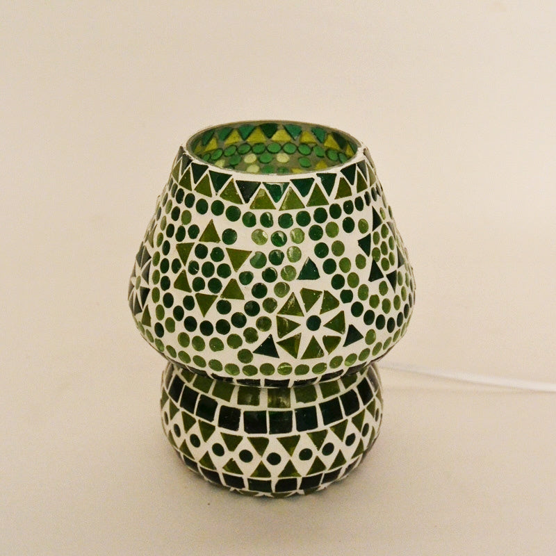 Orientalische Mosaik-Tischleuchte Pilz grün