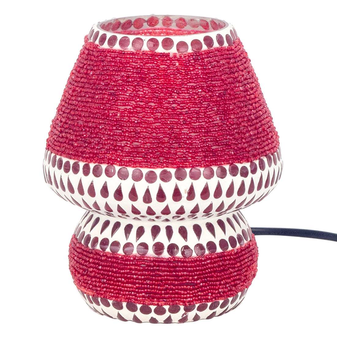 Orientalische Tischlampe Mosaik Rot-Perlen