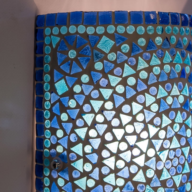 Applique murale orientale mosaïque - modèle cylindrique bleu