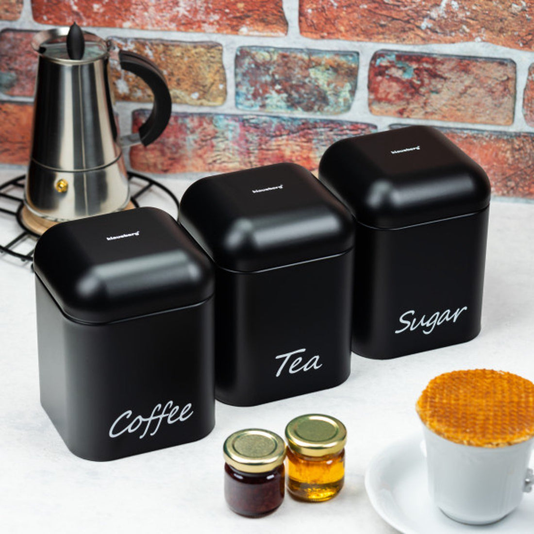 Klausberg - storage tins - tea, sugar and coffee