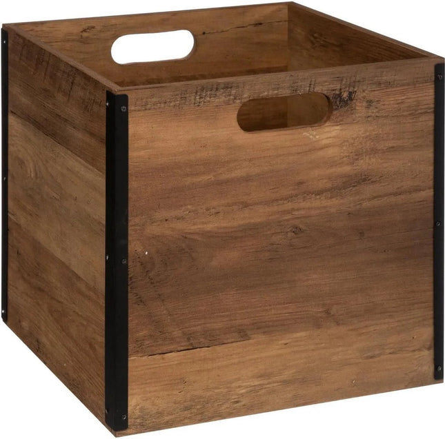 5Five opbergmand van hout 31 x 31 x 31 cm – kastmand 29 liter, donkerbruin
