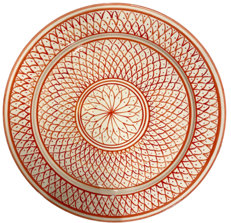 Marokkanische Schale weiß-orangebraun 35 cm