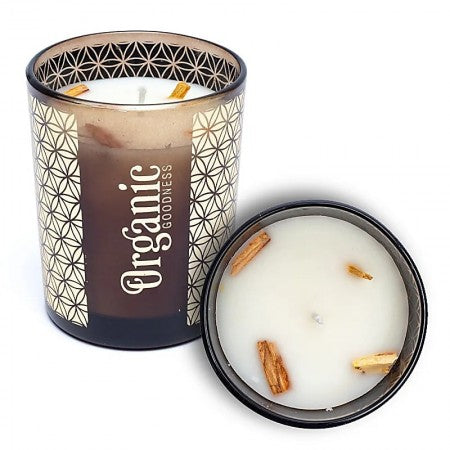 Organic Goodness geurkaars Palo Santo & cederhout – sojawas in glazen pot