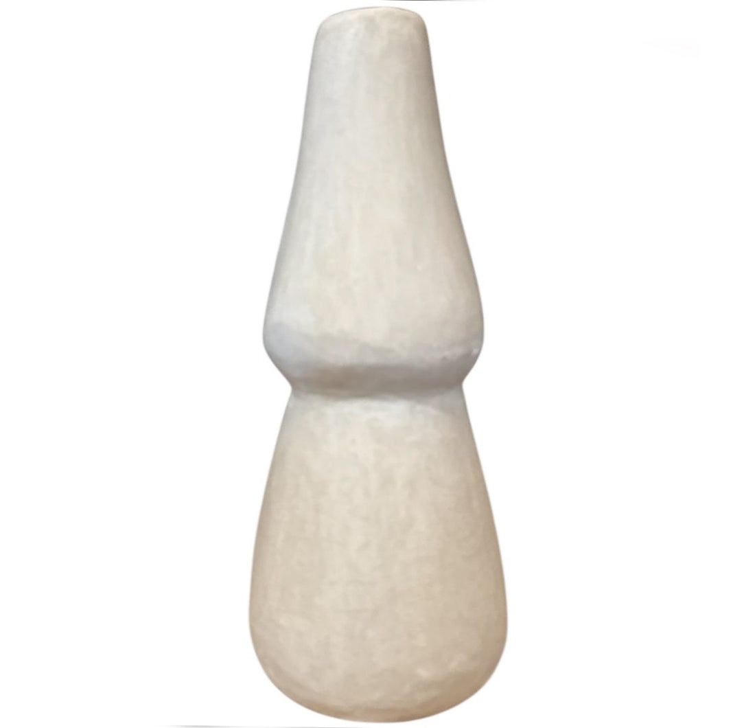 Handgemaakte keramieken vaas 30 cm – mat wit / crèmekleurig design – foto 2