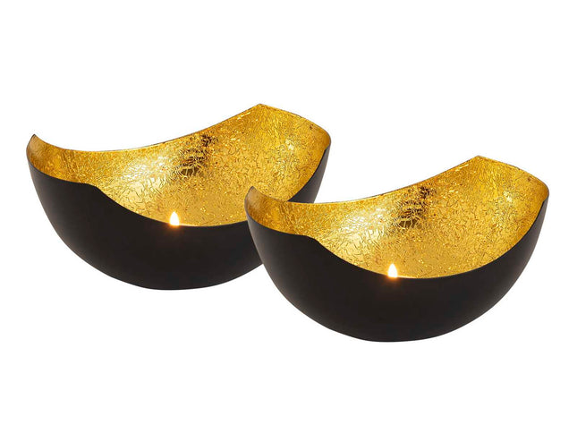 Oriental Candle Holder Set, 2-piece Love bowl shape