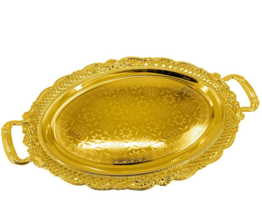 Ovaal dienblad 52 x 42 cm – goud of zilver, met uitgezaagde rand – foto 3