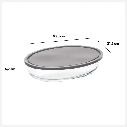 5Five Auflaufform mit Deckel - Borosilikatglas - oval - 2,4 Liter - 32 x 21 x 6,7 cm