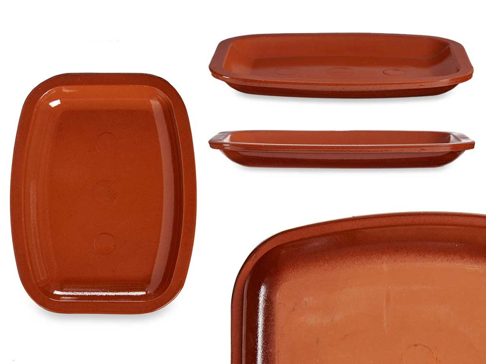 Oven Dish Fireproof 35 X 26 X 3.5 Cm Clay Terracotta