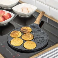 Kinghoff 1667 – Pfannkuchenpfanne Gesichter – Holzgriff – 26,5 cm