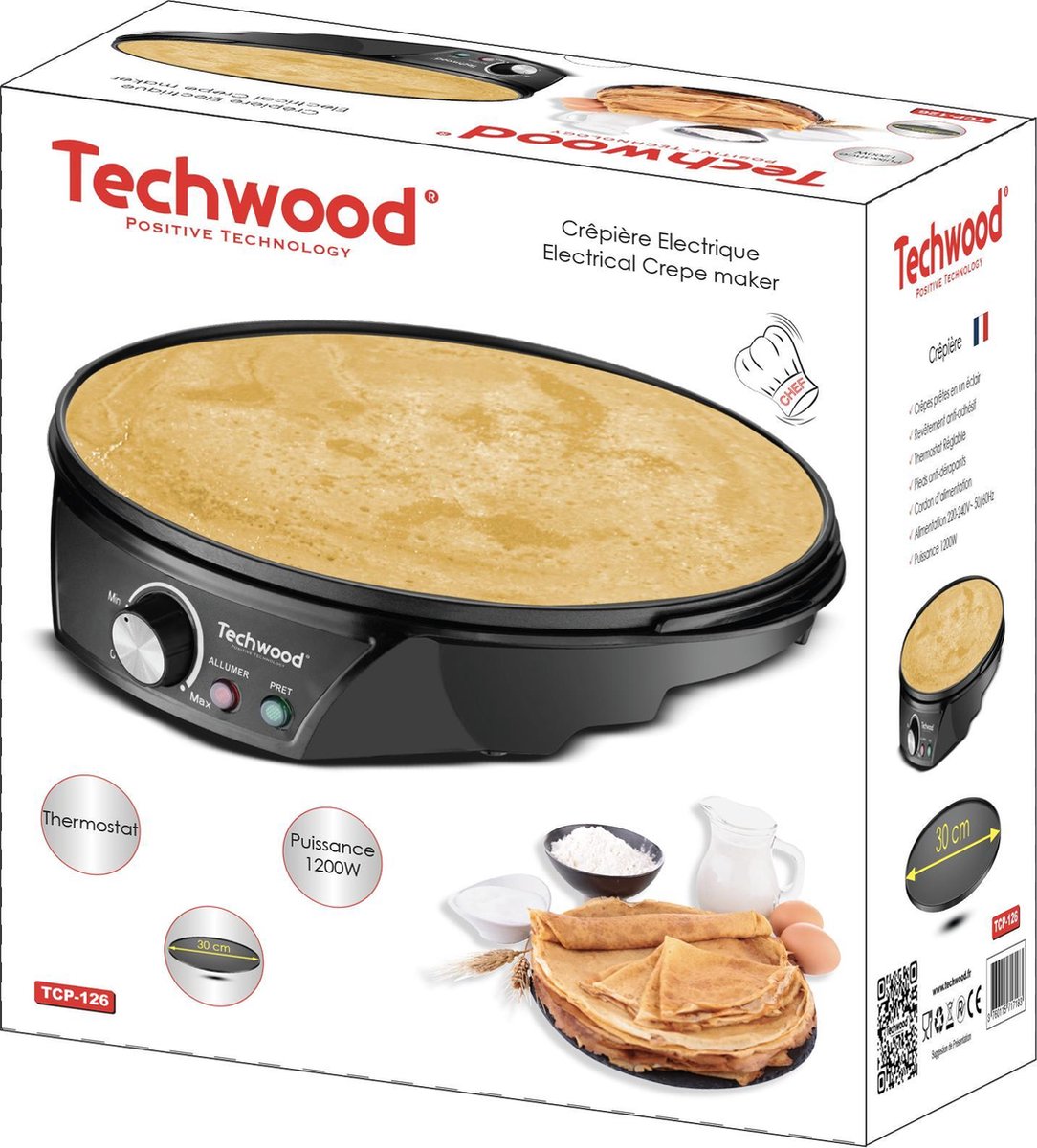 Techwood – Pfannkuchenmaker – Crêpes Maker – Ø 30 cm