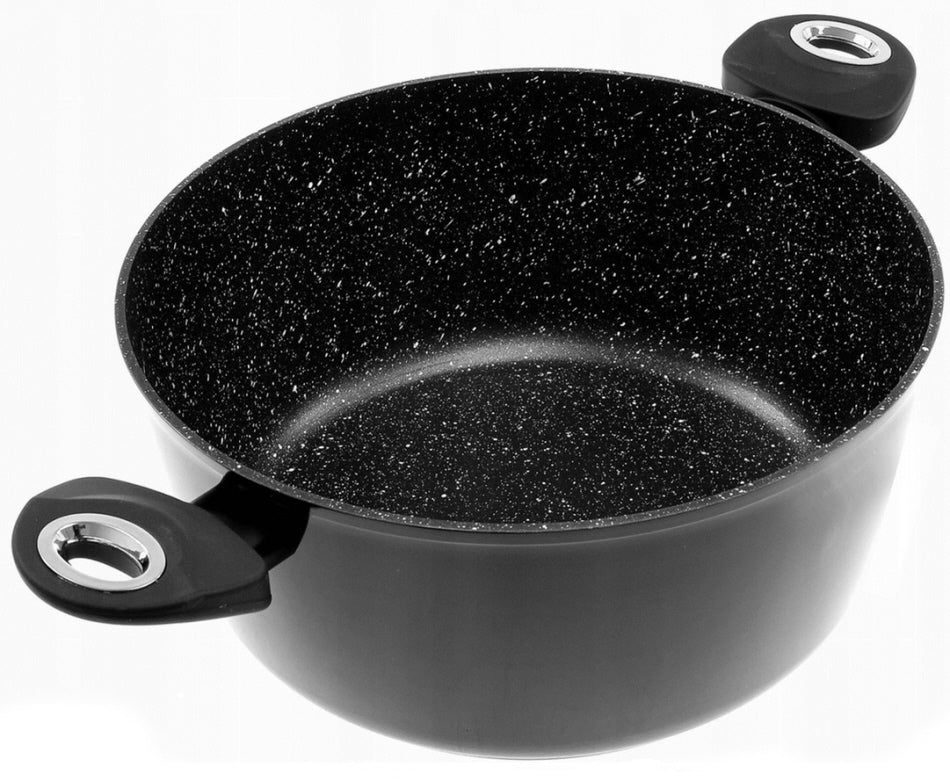 Batterie de cuisine - Casserole - Induction - 15 pièces revêtement marbre - Noir
