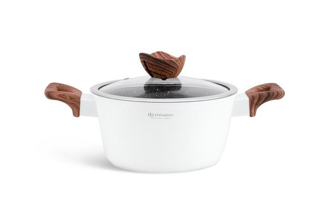Batterie de cuisine de luxe de 15 pièces en aluminium forgé Edënbërg White Line