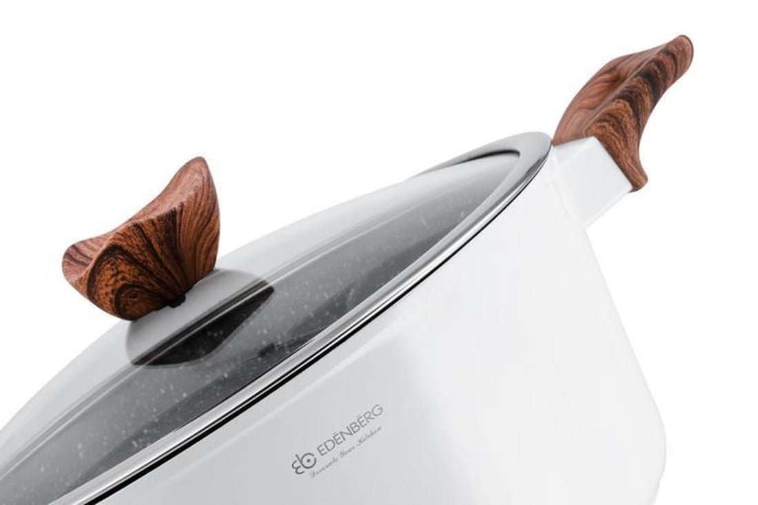 Batterie de cuisine de luxe de 15 pièces en aluminium forgé Edënbërg White Line