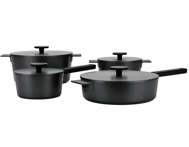 Pannenset 4-delig van gietaluminium met deksels en 3-delig kookgerei – foto 4