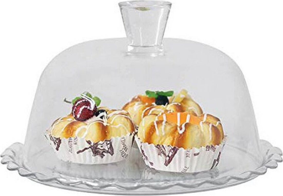Pasabahce Petite Patisserie taartplateau met deksel – glazen plateau op voet – foto 2