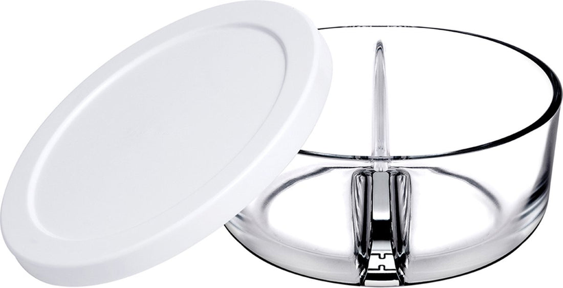 Pasabahce Polar – Glass Food Storage Container – Round – 785 ml – 2 Compartments