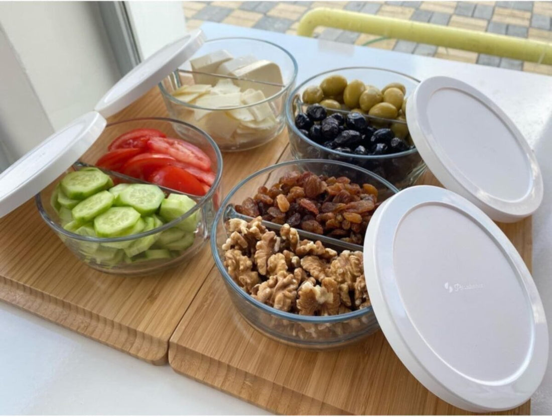 Pasabahce Polar – Glass Food Storage Container – Round – 785 ml – 2 Compartments