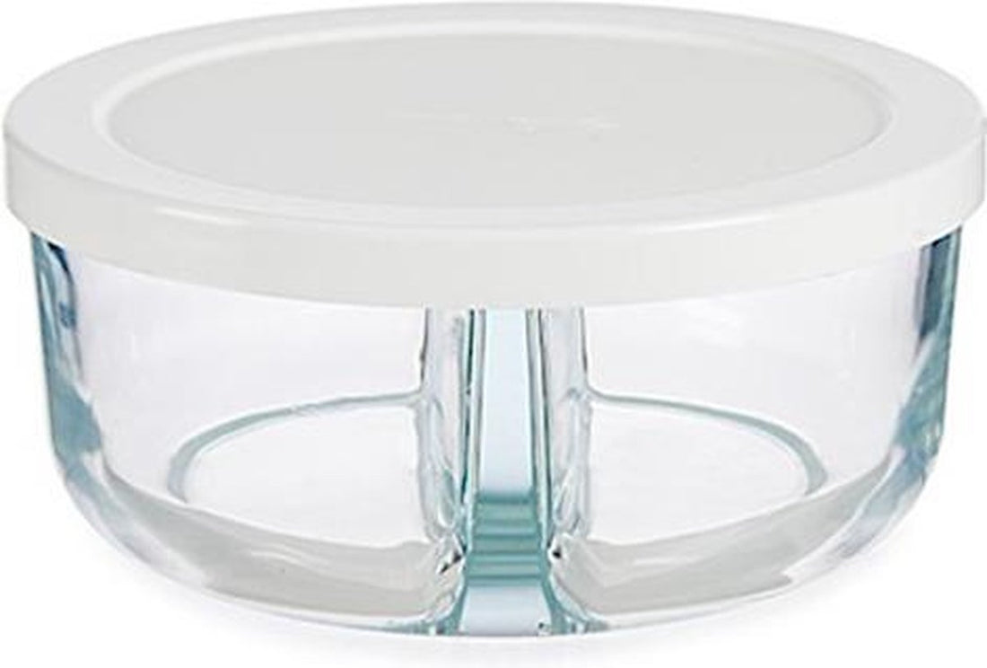 Pasabahce Polar – Glass Food Storage Container – Round – 785 ml – 2 Compartments