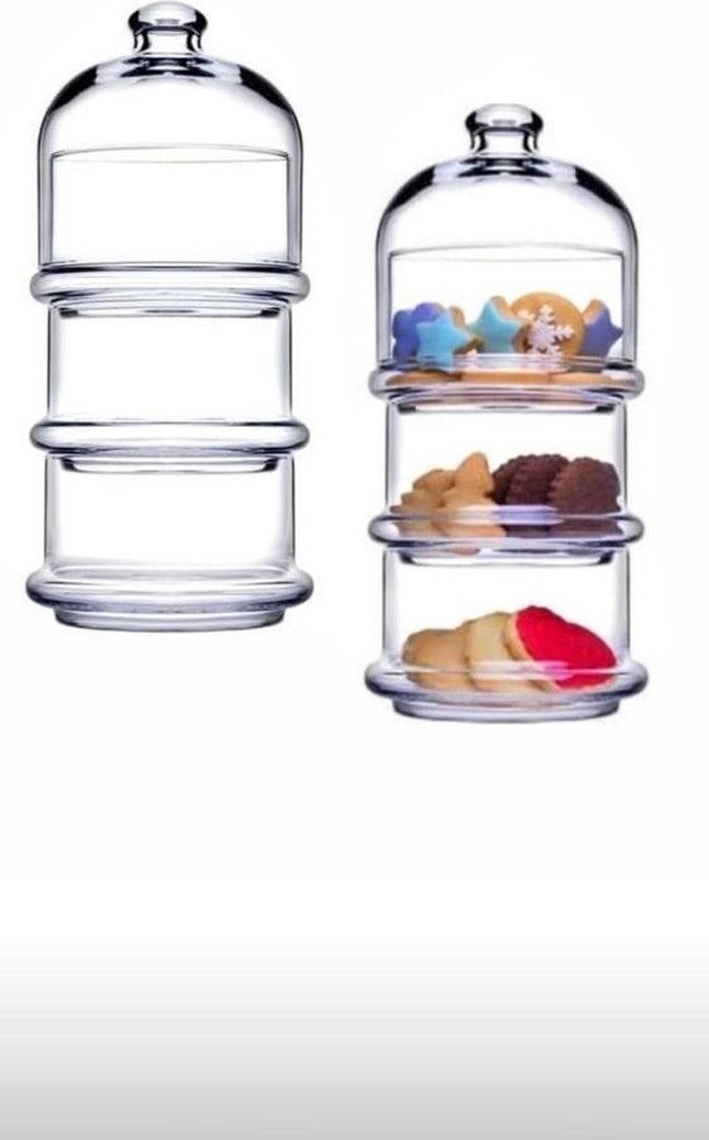 Pasabahce Villa Patisserie – Glass Storage Jar Mini – 3-tier