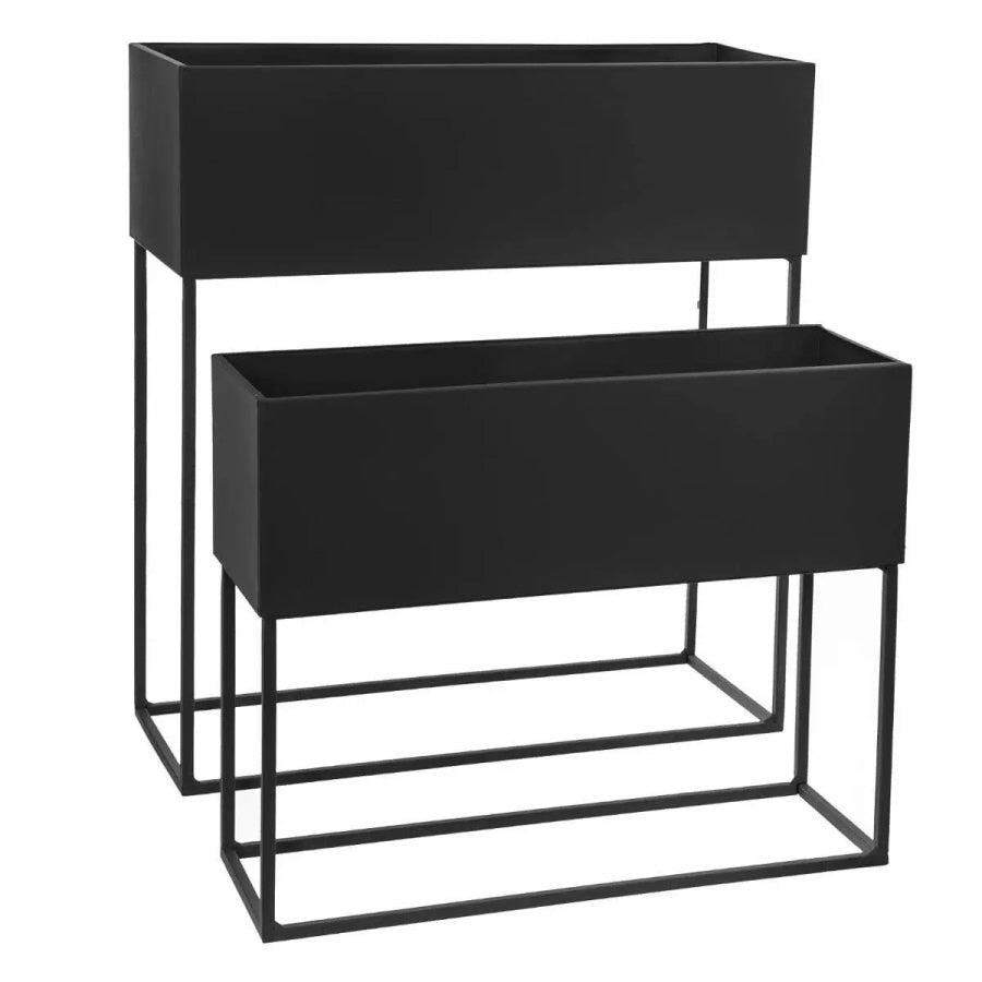 2-piece standing planter - Metal - Black