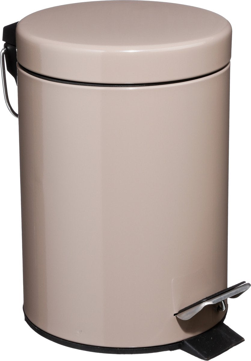 5Five pedaalemmer 3 liter van metaal – zwart, wit, grijs, taupe of beige – foto 3