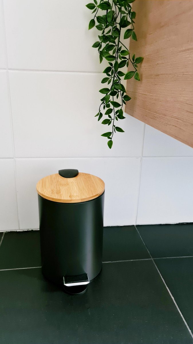 Waste bin - pedal bin charcoal grey metal 3 litres