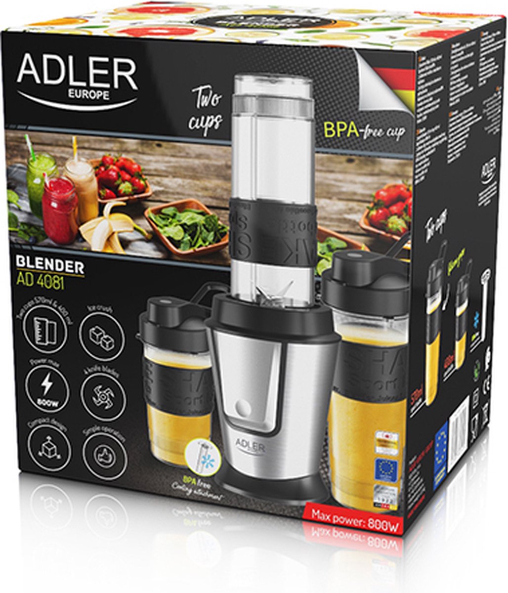 Personal blender - met koelstick - 2 sportbekers