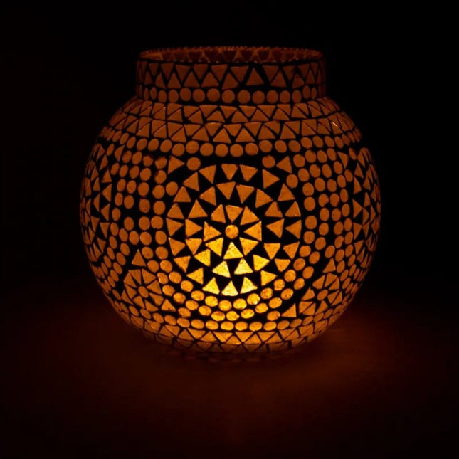 Photophore mosaïque blanc 18 CM