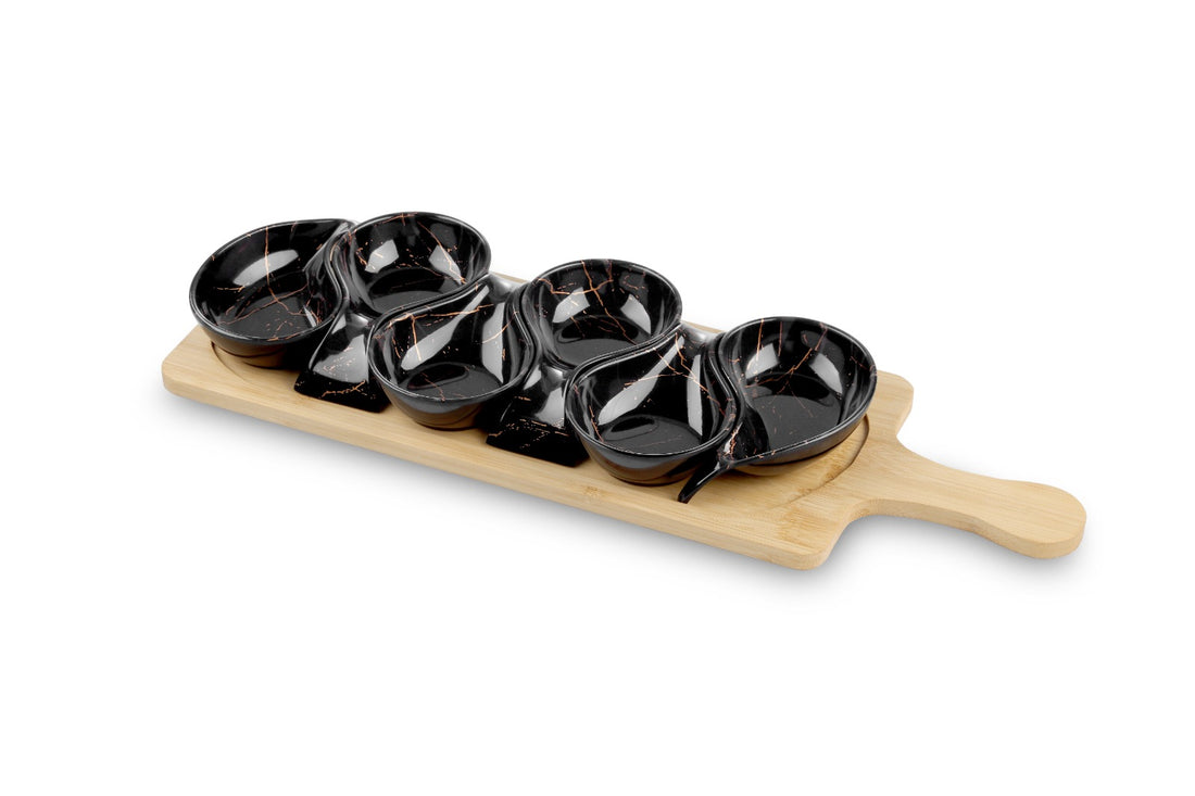 Servierplatte mit 6 Schälchen – Marmoroptik