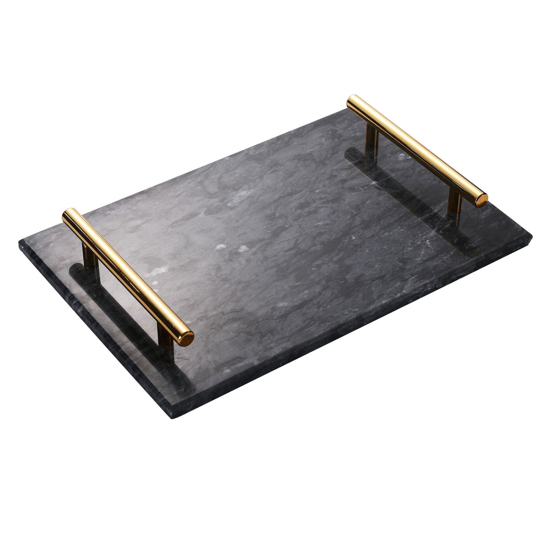 Marble tray with gold handles 30 x 20 cm