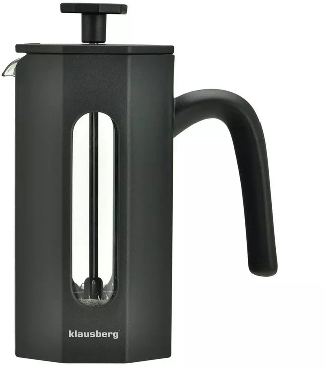 Klausberg KB7676 - Piston Koffie- en Theezetter - 0, 35 Liter - Octagonaal Design- Theemaker - RVS en Boorosilicaat Glas - Geschikt voor Koffie, Thee en Kruiden