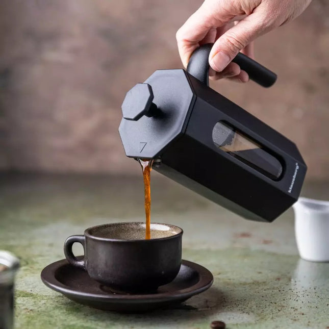 Klausberg KB7676 - Piston Koffie- en Theezetter - 0, 35 Liter - Octagonaal Design- Theemaker - RVS en Boorosilicaat Glas - Geschikt voor Koffie, Thee en Kruiden