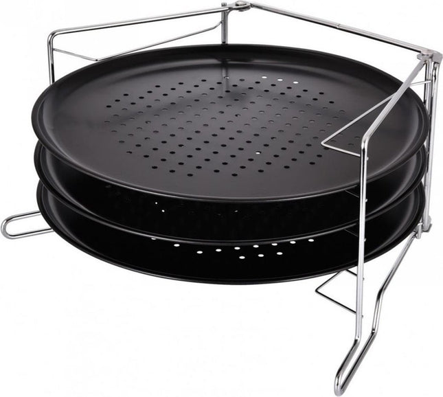 Kinghoff pizza bakplaten set van 3 – Ø 32 cm met standaard, antiaanbaklaag – foto 2