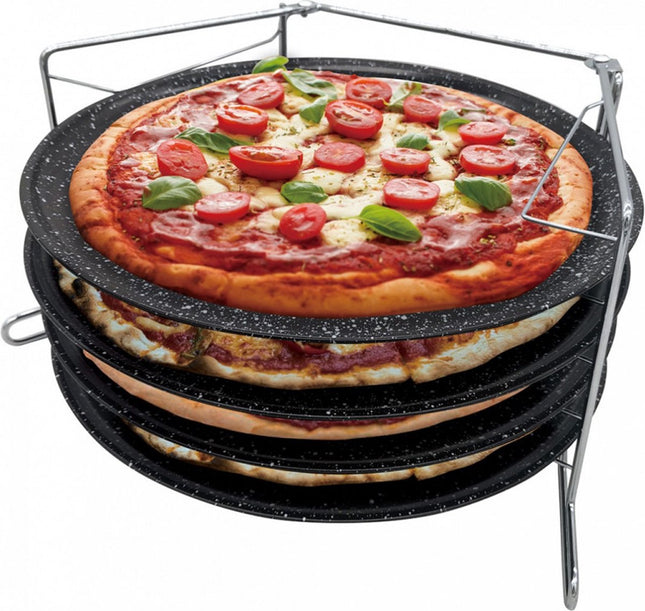 Kinghoff pizza rek voor in de oven – 4 pizza's tegelijk, Ø 32 cm