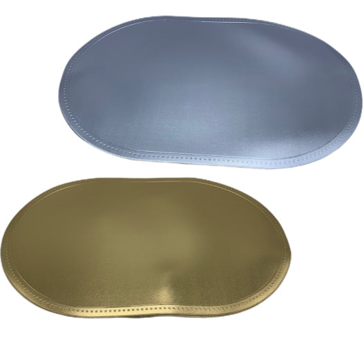 Placemat ovaal van PU-leer – goud of zilver, 45 cm