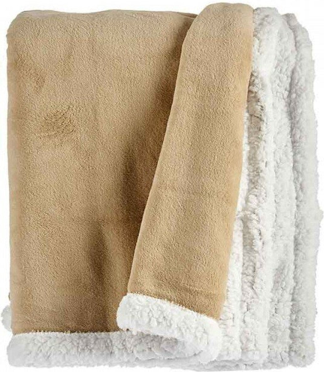 Beige teddy throw 130 x 170 cm
